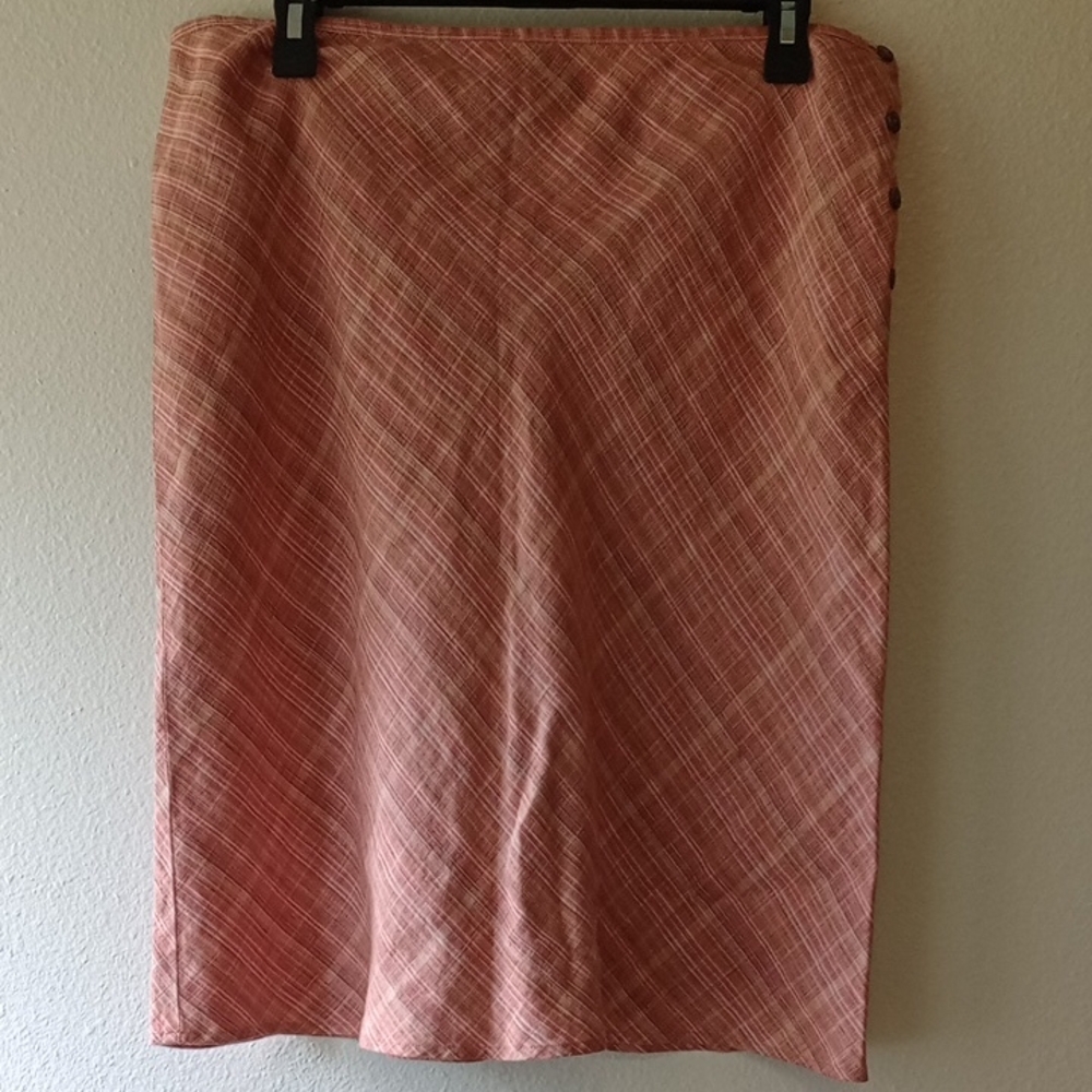 Patagonia Midi Pink Natural Hemp Skirt With Side Button Detail Size 10 - Picture 2 of 7